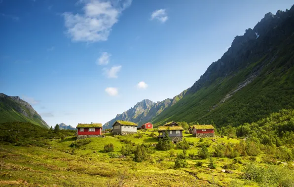 Картинка горы, фото, дома, Норвегия, Norway, Kolas