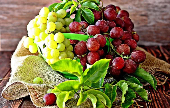 Картинка виноград, фрукты, листики, leaves, fruit, grapes