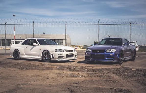 Nissan, white, skyline, blue, gtr, &ampamp;