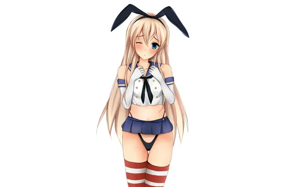 Girl, sexy, thighhighs, long hair, anime, blue eyes, beautiful, pretty