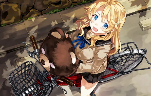 Kawaii, girl, bear, bike, big, pretty, asian, japanese