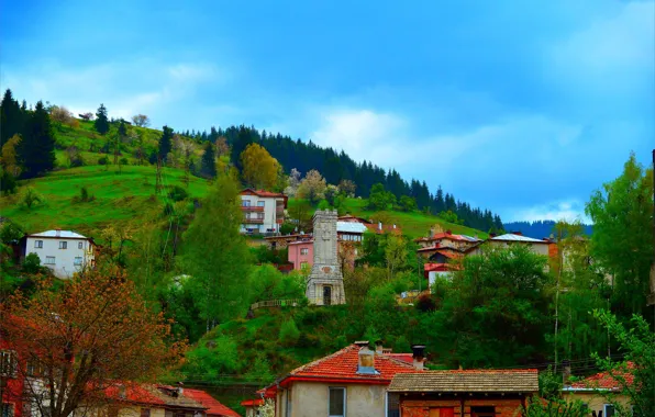 Картинка Природа, Дома, Весна, Деревья, Деревня, Nature, Spring, Village