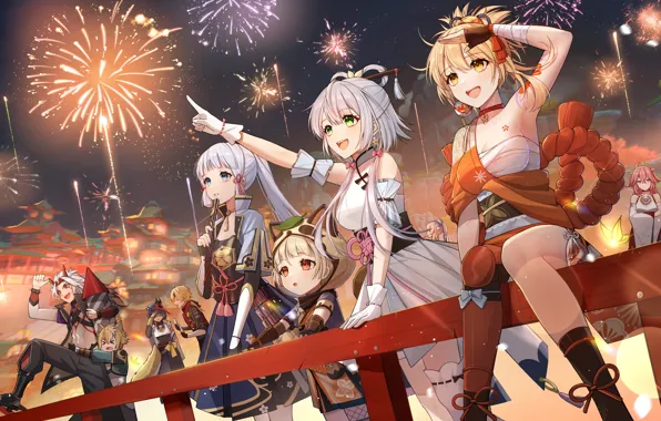 Genshin impact, yoimiya, raiden shogun, yae miko genshin impact