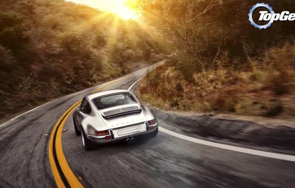 Картинка дорога, солнце, 911, Porsche, Top Gear, Порше, самая лучшая телепередача, высшая передача
