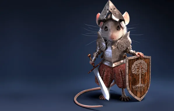 Картинка меч, мышка, арт, щит, рыцарь, латы, детская, Knight Mouse