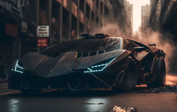 Картинка car, Lamborghini, art, street, futuristic