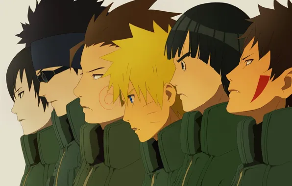 Anime, naruto, lee, sai, shino, kiba, choji