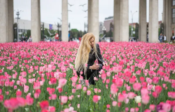 Картинка цветы, лицо, модель, волосы, блондинка, Elena