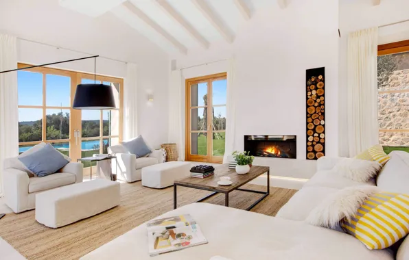 Дизайн, стиль, интерьер, камин, гостиная, Майорка, Santa María Home, by CSV Empresa Constructora