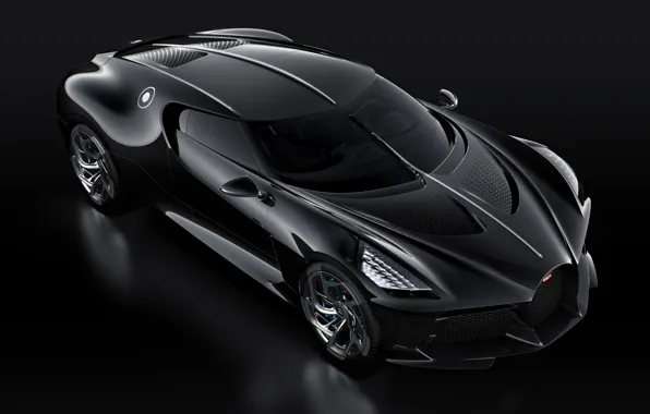 Машина, черный, фары, Bugatti, стильный, гиперкар, La Voiture Noire
