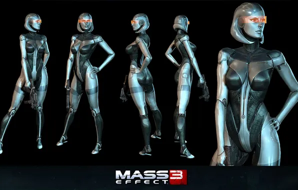 Девушка, оружие, костюм, персонаж, Mass Effect 3, ракурсы