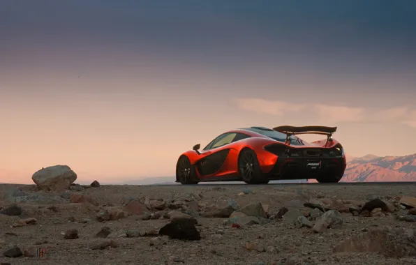 McLaren, Orange, Death, Sand, Supercar, Valley, Spoiler, Hypercar