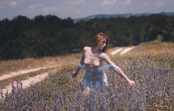 Грудь, summer, model, цветочная поляна, natural, model girl, Вьюшкин Игорь, beautIful girl