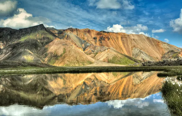 Картинка горы, озеро, отражение, Исландия
