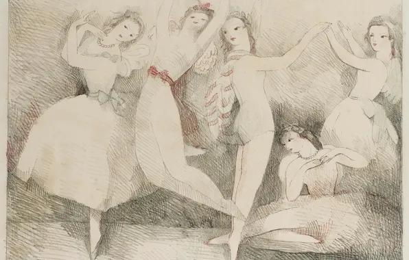 Танцы, Праздник, 1937, Модерн, литография, Marie Laurencin