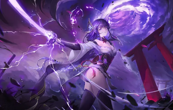 Raiden shogun, dampak genshi, gadis kawaii, cewek cantik