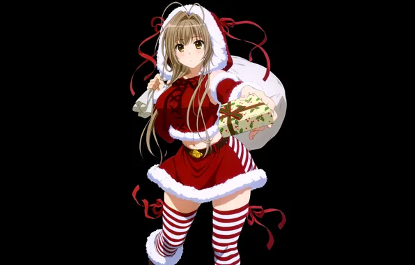 Картинка girl, christmas, anime, present, merry christmas, holiday, blonde, asian