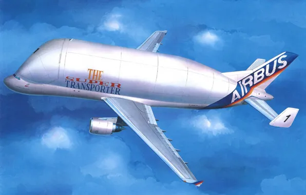 Картинка art, airplane, painting, Airbus Beluga