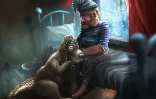 Картинка собака, боцман, A dog and his Boatsman