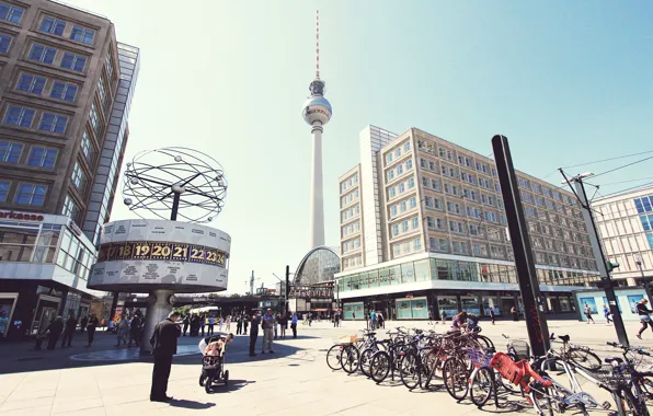 Картинка город, люди, Германия, площадь, Берлин, Alexanderplatz, Berlin