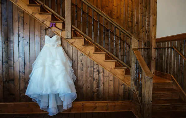 Платье, лестница, свадебное