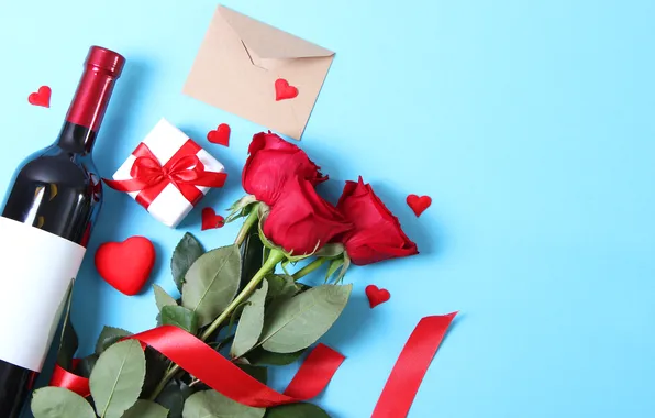 Картинка любовь, цветы, подарок, романтика, сердце, розы, букет, love