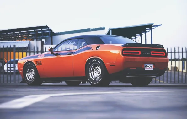 Авто, Машина, Оранжевый, Dodge, Challenger, Dodge Challenger, Muscle car, Рендеринг