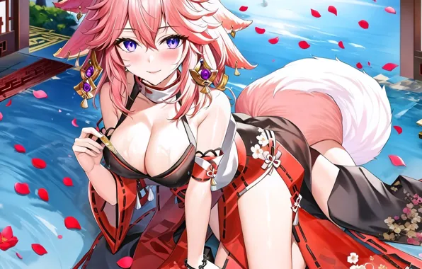 Gadis kawaii, ya miko, dampak genshin