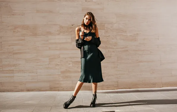 Картинка city, girl, black, dress, girl framed, views