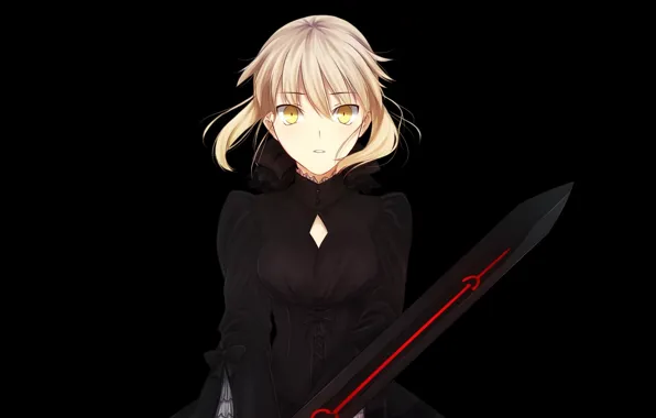 Пустота, тьма, меч, Fate Stay Night, желтые глаза, Saber