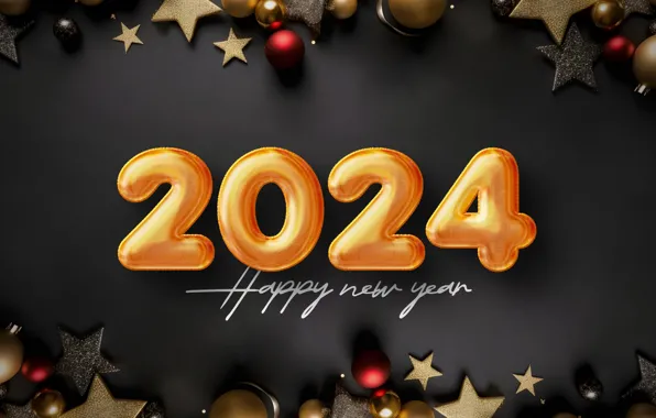Цифры, Новый год, дата, композиция, 2024, Новый 2024 год