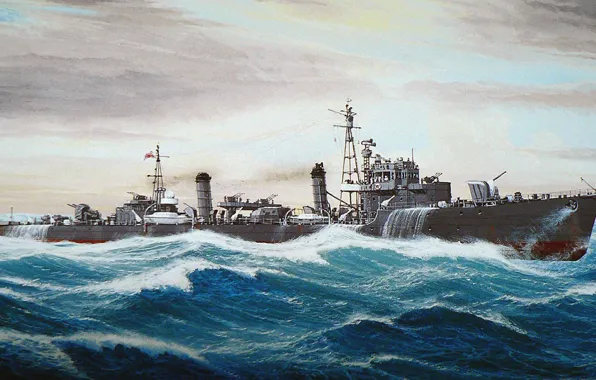 Корабль, арт, флот, военный, японский, эсминец, WW2, destroyer
