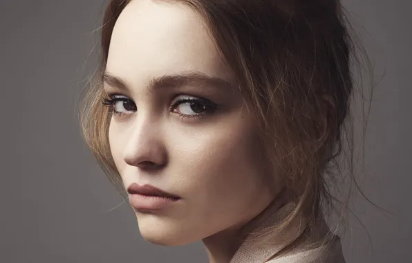 Картинка взгляд, девушка, фон, портрет, Lily Rose Depp