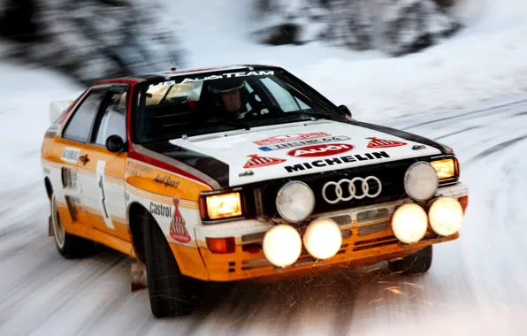 Audi, Ауди, Снег, Скорость, Light, Car, Автомобиль, Speed