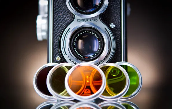 Ретро, цветные, фотоаппарат, разные, линзы, стекла, фотокамера