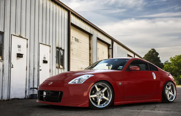 Nissan, red, 350