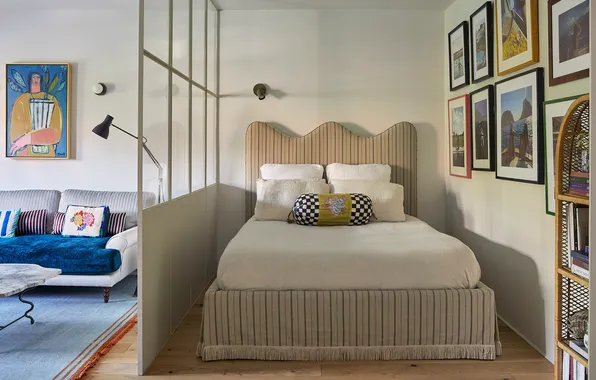 Дизайн, стиль, интерьер, спальня, разделение пространства, Small Bedroom Idea, @Garruppo, by Architectural Digest