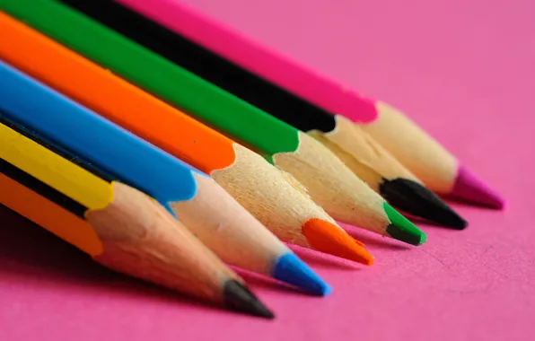 Макро, фон, цветные, карандащи