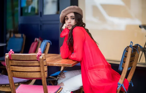 Картинка взгляд, девушка, кафе, кофта, Camila Cabello
