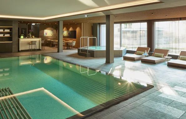 Интерьер, бассейн, джакузи, помещение, зона отдыха, Davos, Hard Rock Hotel