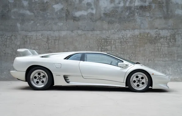 Картинка Lamborghini, white, supercar, Diablo, side view, Lamborghini Diablo