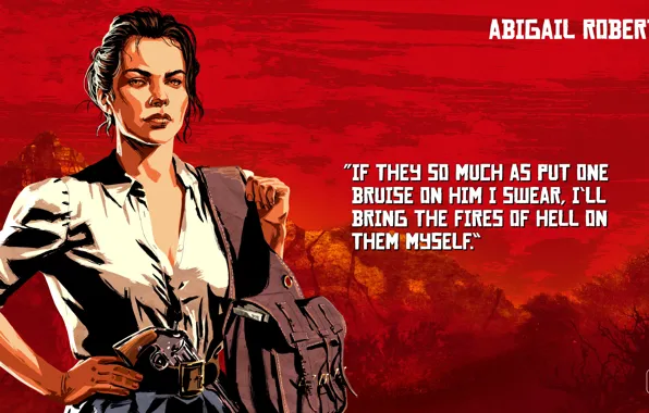 Девушка, оружие, арт, Red Dead Redemption 2, Abigail Roberts