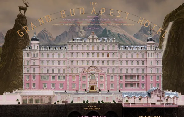 Картинка movie, poster, adventure, 2014, comedy, drama, отель гранд будапешт, Wes Anderson