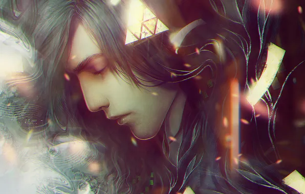 Лицо, волосы, арт, парень