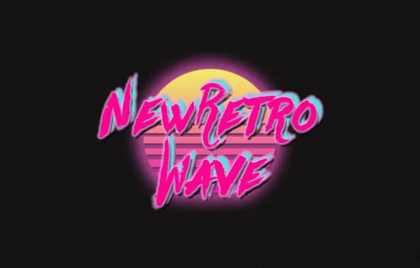 Солнце, Музыка, Неон, Фон, Надпись, Retro, Synthpop, Darkwave