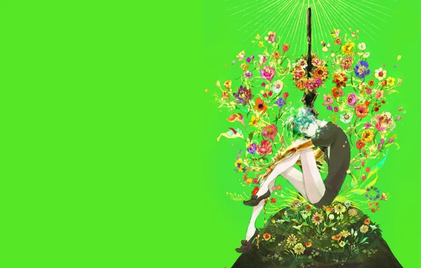 Девушка, цветы, Houseki no Kuni, Страна Самоцветов