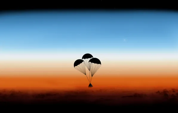 Картинка атмосфера, капсулы, Orion, парашюты