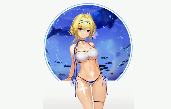 Girl, sexy, cleavage, boobs, anime, beautiful, short hair, purple eyes