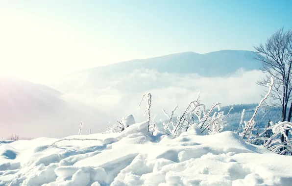 Картинка зима, снег, горы