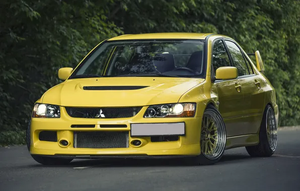 Картинка Mitsubishi, Lancer, Evolution, Yellow